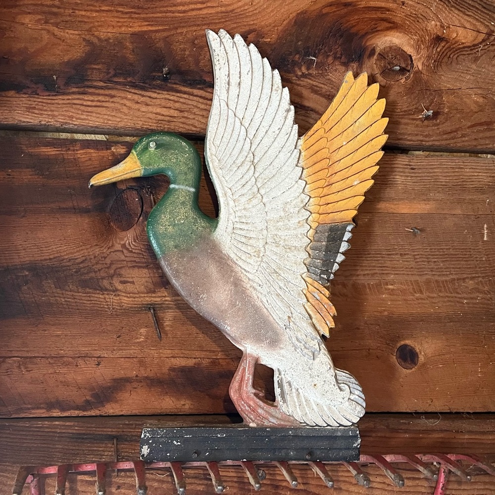 Vintage cast Metal mallard Duck